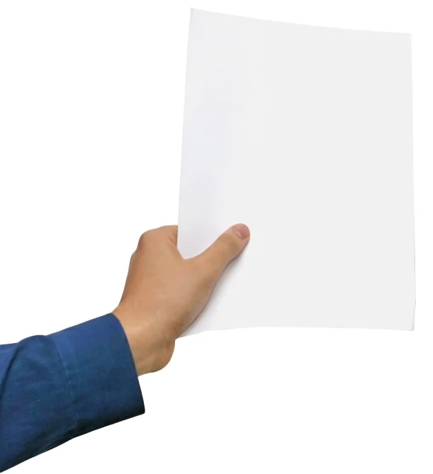 a person holding up a piece of paper