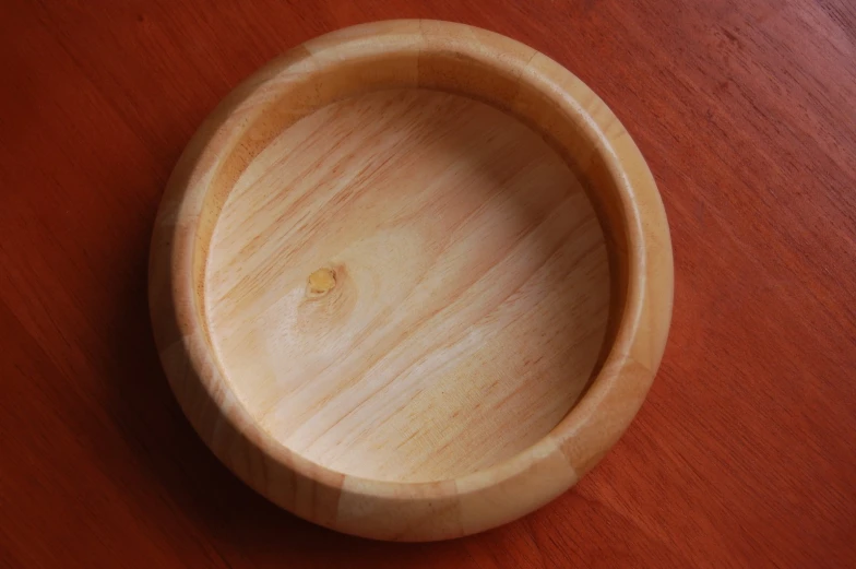 a wooden bowl with some kind of plastic inside