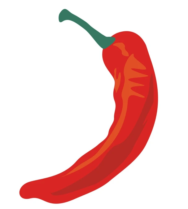 a red pepper is shown against a white background