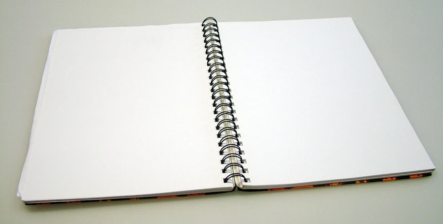 open spiral book with no spiral, blank pages