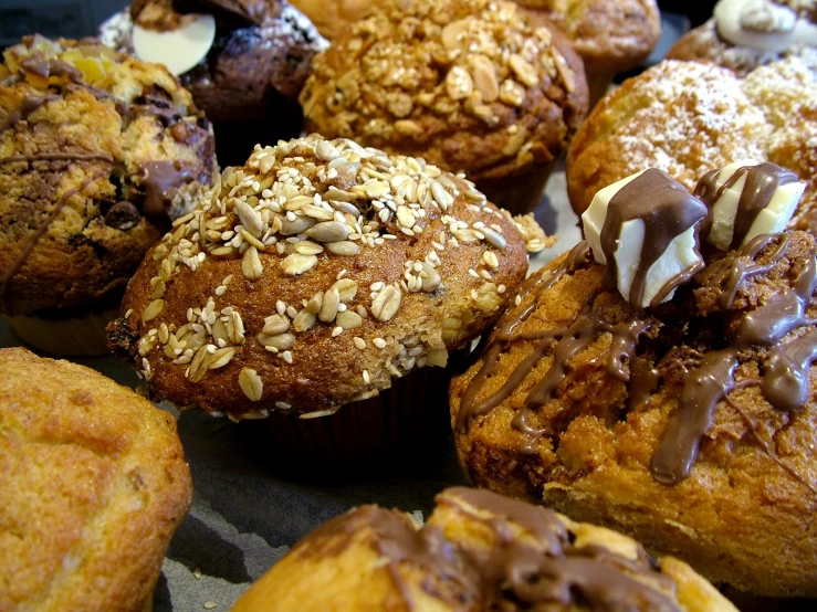 close up s of pastries with toppings on it