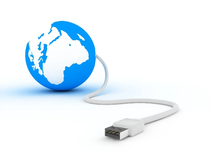 an external cable is connected to a blue earth like device