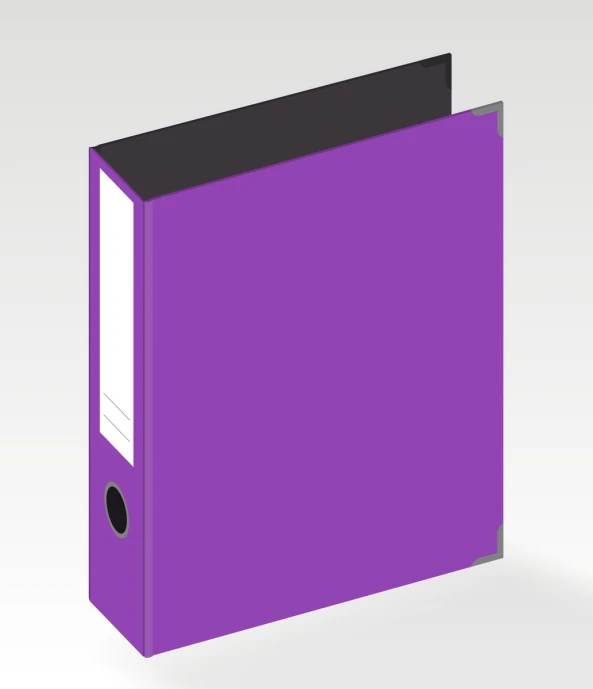 a purple binder is on the table