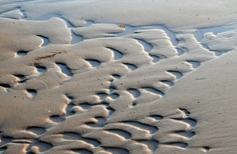 waves and traces of sand at the shoreline