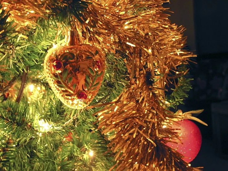 christmas tree decoration in golden tone