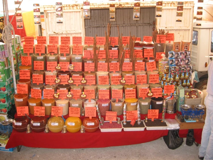an assortment of food items are displayed on a table