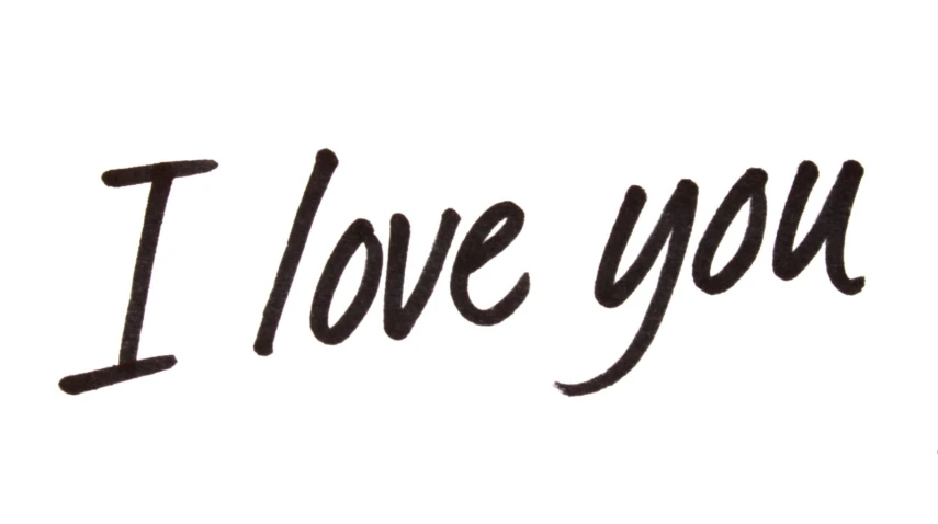 a drawing of the words i love you on white