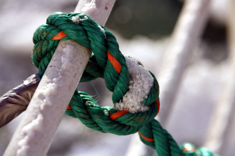 a closeup of an uncorved knot that has been tied with a rope