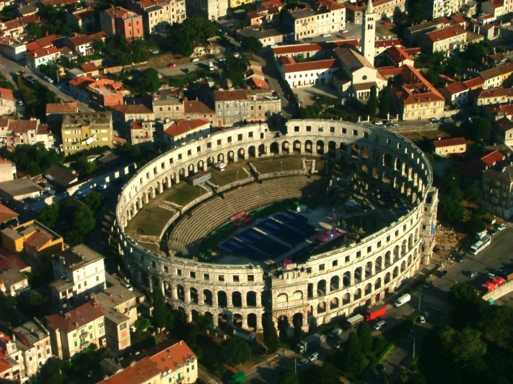 an aerial view of the arena in the roman colossion