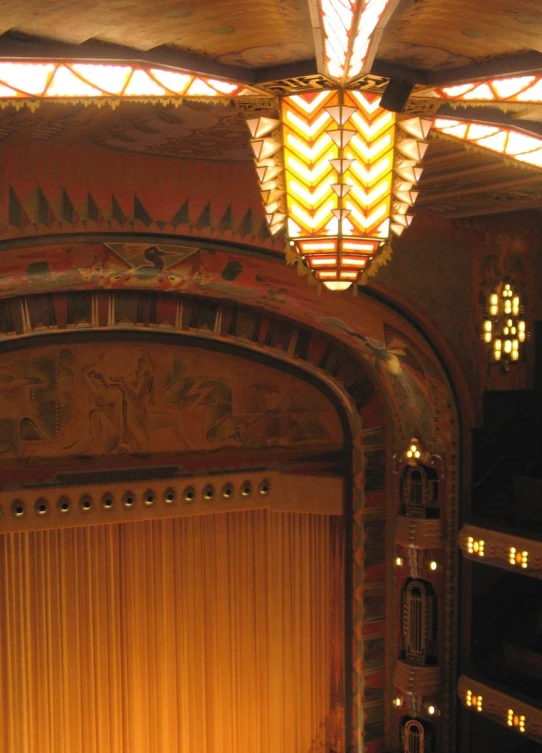 the overhead ceiling light is made from a tapestry