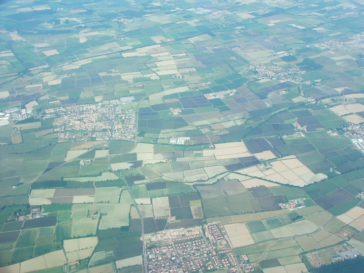 a view from an airplane with very many different colors