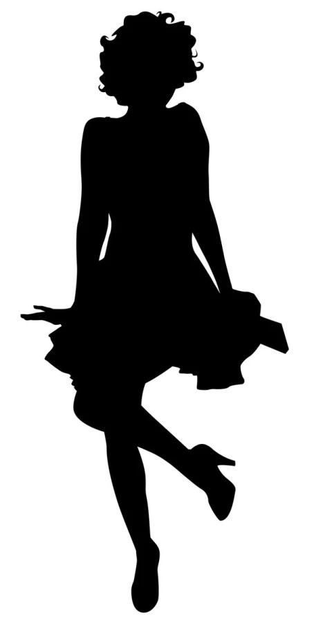 a girl silhouette with her , her arms are spread out