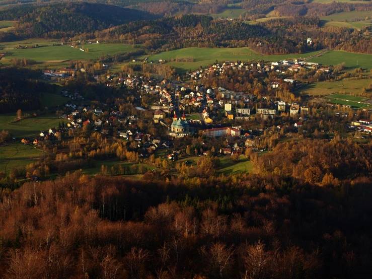 the view of a town from an airplane