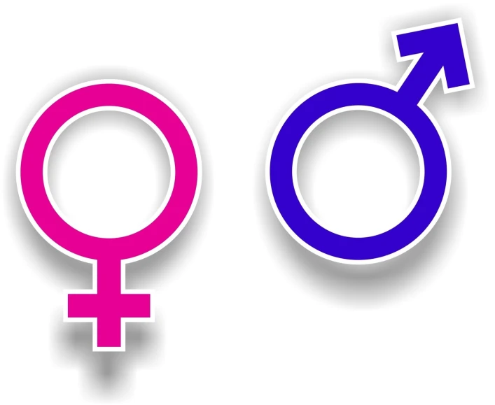 a female and male symbol on the opposite of each other