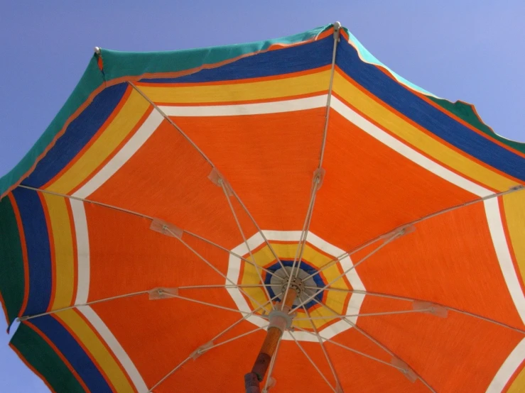 an umbrella that is upside down against a sky
