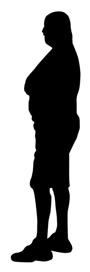 black and white silhouette of an older man