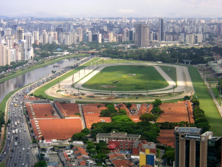 a po of a city and the surrounding area with lots of tall buildings