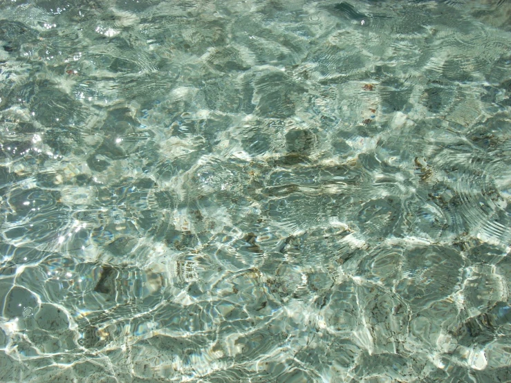 an ocean with only some ripples and small bubbles