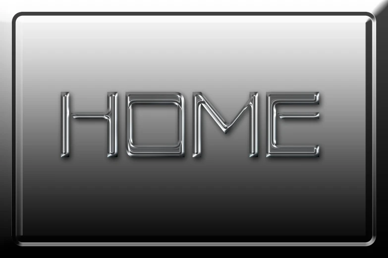 the words home in silver on a grey background