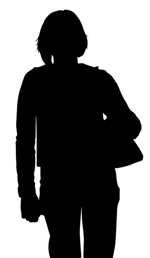 a black and white silhouette of a man in winter attire