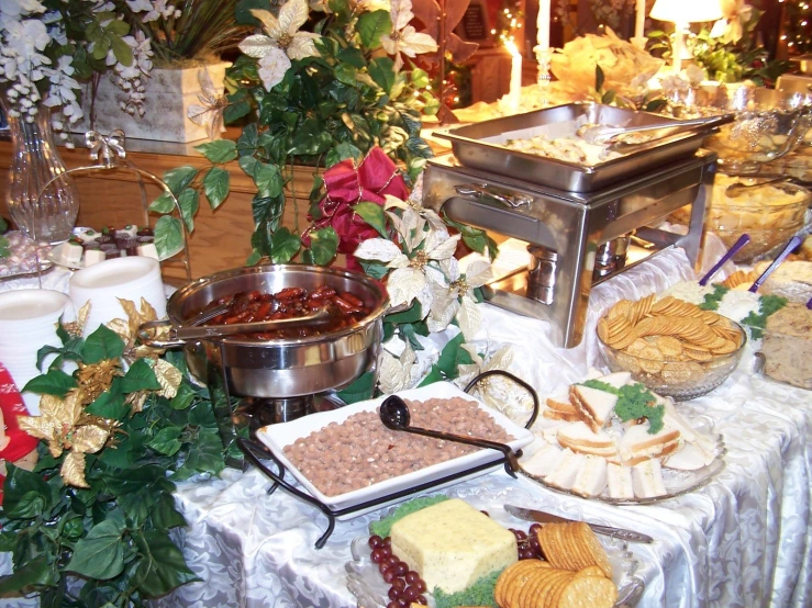 the buffet is loaded with lots of delicious treats