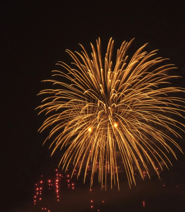 a huge display with very bright fireworks exploding