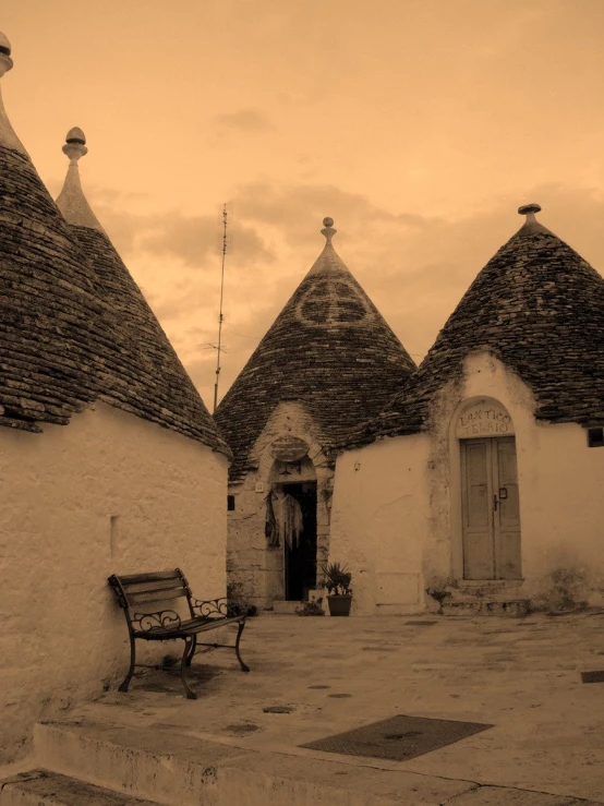 a brown and white image of some white houses