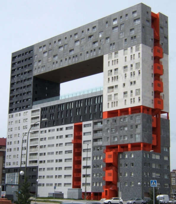 a large building with two buildings on it that look like they were built from legos
