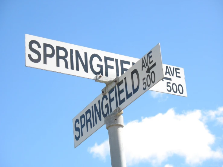 an intersection with three street signs that read springfield ave and springfield