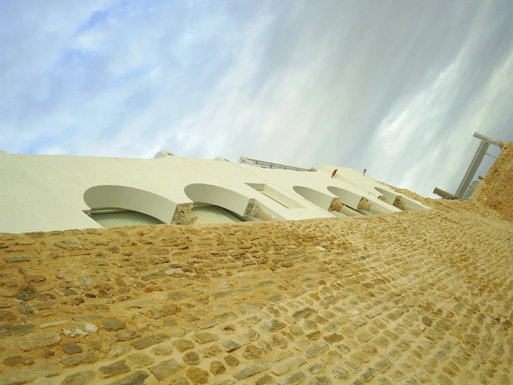 this is the roof of a large building with multiple circular windows