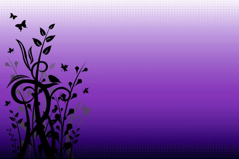 purple and black background with erfly, floral designs