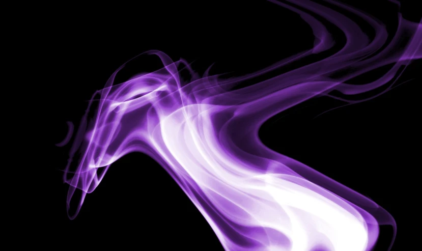 purple smoke is shown in the shape of an equine