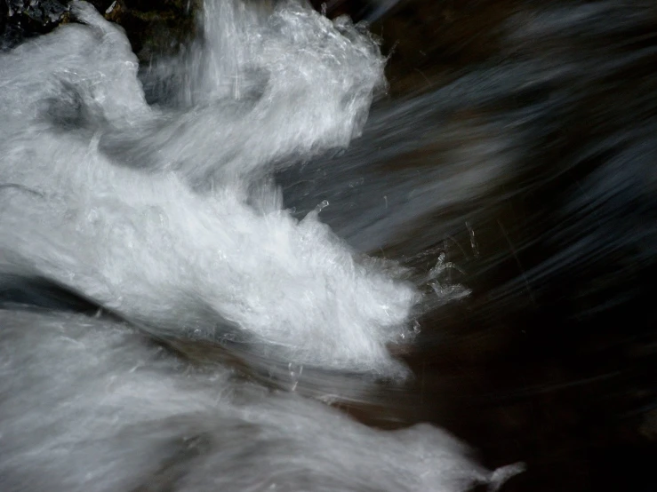 close up s of a flowing stream with white water