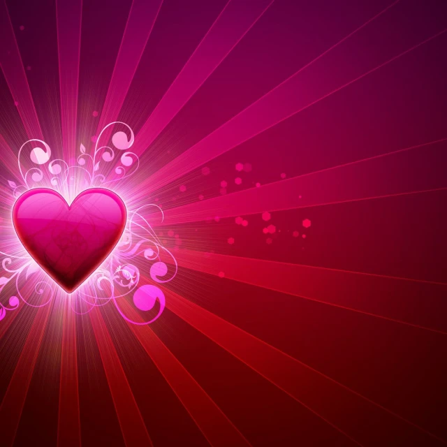 the heart is sitting in the center of a red and pink background