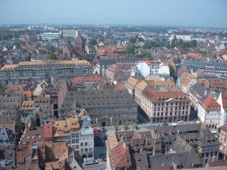 a bunch of old buildings and streets as seen from a top