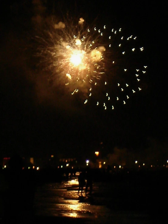 firework display at night, on dark background