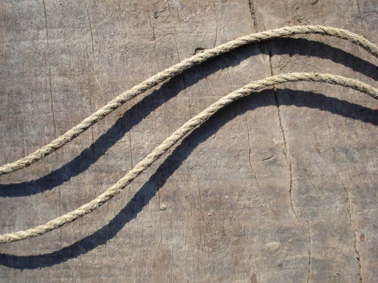 the shadow of two scissors and rope on a table