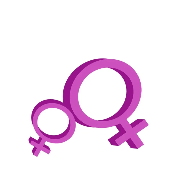 two purple women symbol, with one male and one female