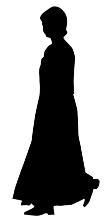a woman silhouette in a dress and hat
