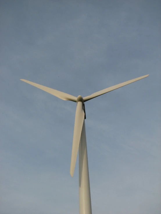 a white windmill that is in the air