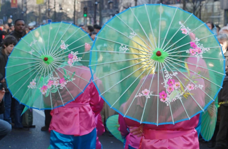 some very pretty umbrellas that are by a group