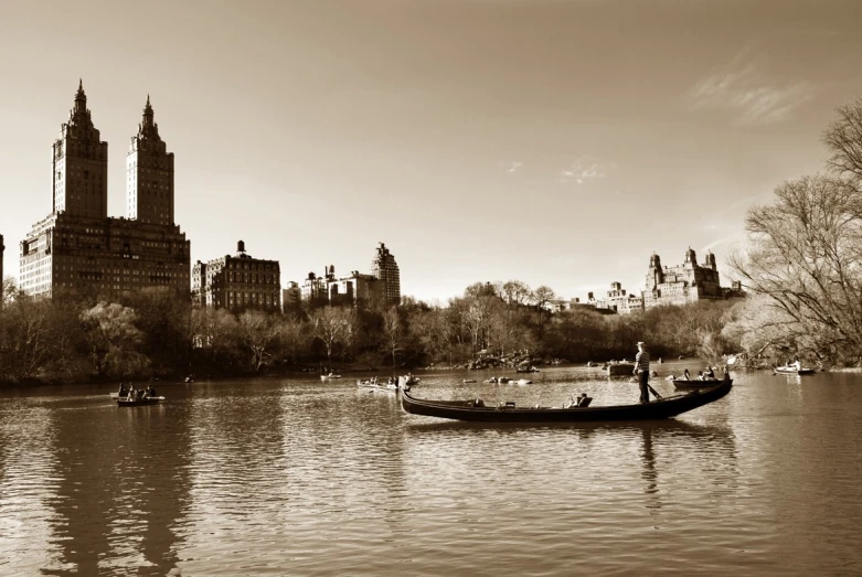 the city on a lake in autumn