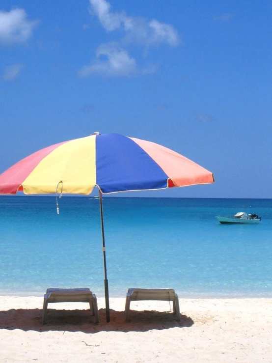 there is a umbrella that has two wooden benches under it