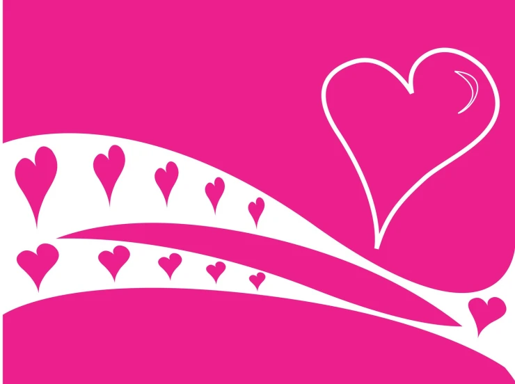 a pink background with hearts on it and an over head view of a heart