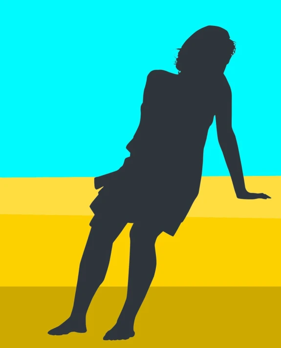 a person is standing on the yellow blue and green ground