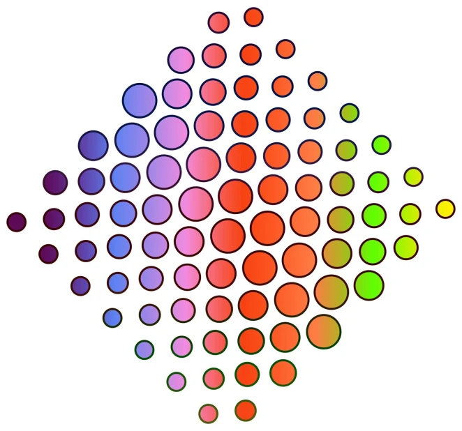 the colorful dot of different colors that appear to have been arranged