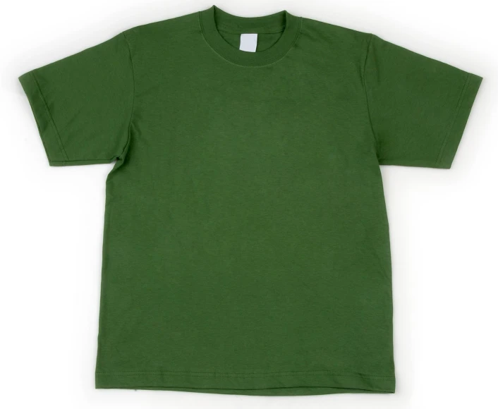 the green t - shirt is displayed with an embroidered logo
