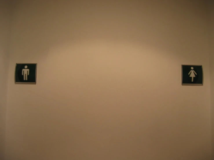 a white wall with several signs depicting toilets and people