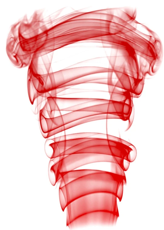 a red smoke column on a white background