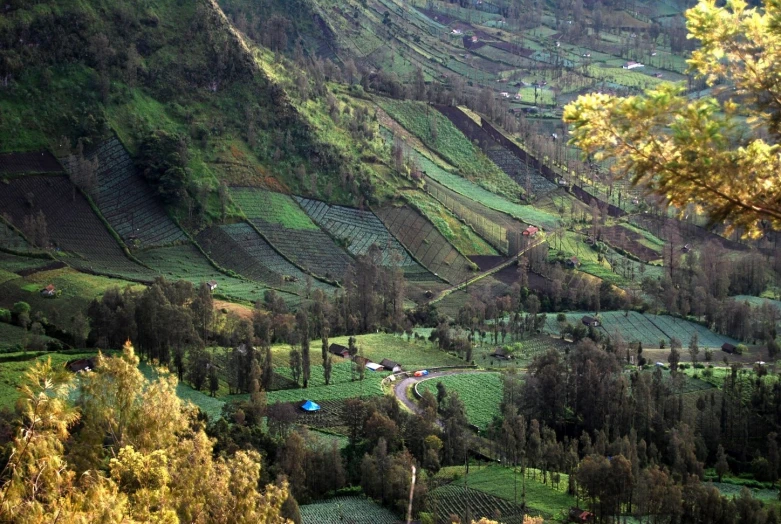 some very pretty farmlands and some mountains